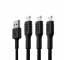 Set 3x Kabel Lightning 120cm LED Green Cell Ray med snabbladdning för Apple iPhone