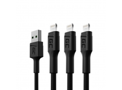 Set 3x Kabel Lightning 200cm LED Green Cell Ray med snabbladdning för Apple iPhone