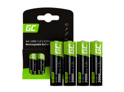 4x Ackumulatorer AA R6 2000mAh Ni-MH laddningsbara Batterier Green Cell