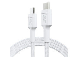 Kabel Vit USB-C Typ C 1,2m Green Cell PowerStream med snabbladdning Power Delivery 60W, Ultra Charge, Quick Charge 3.0