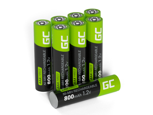 8x Ackumulatorer AAA R3 800mAh Ni-MH laddningsbara Batterier Green Cell