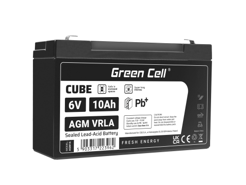 Green Cell ® AGM 6V 10Ah batteri VRLA blybatterileksaker elektriska leksaker larmar barnfordon