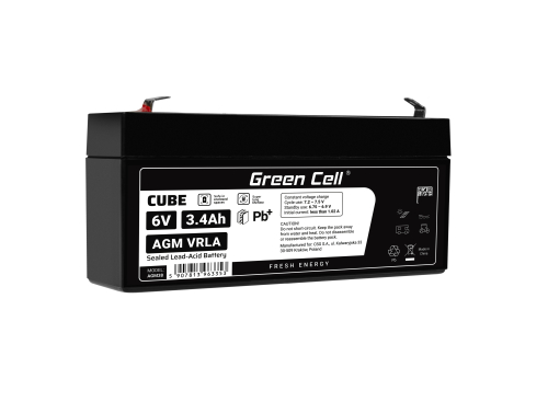 Green Cell ® AGM 6V 3.4Ah batteri VRLA blybatterileksaker elektriska leksaker larmar barnfordon